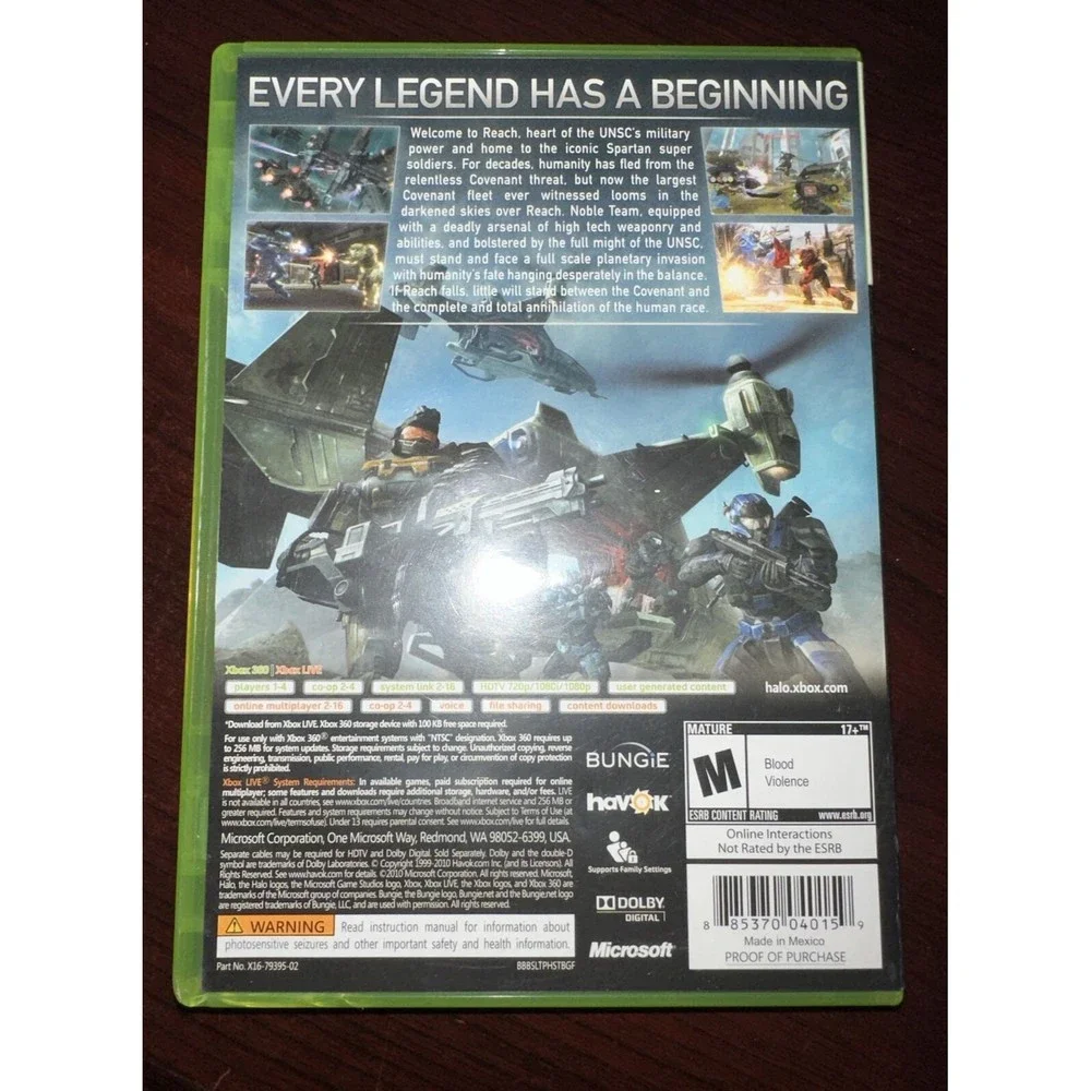 Halo: Reach (Xbox 360, 2010) with Booklet, Original Case and Disc